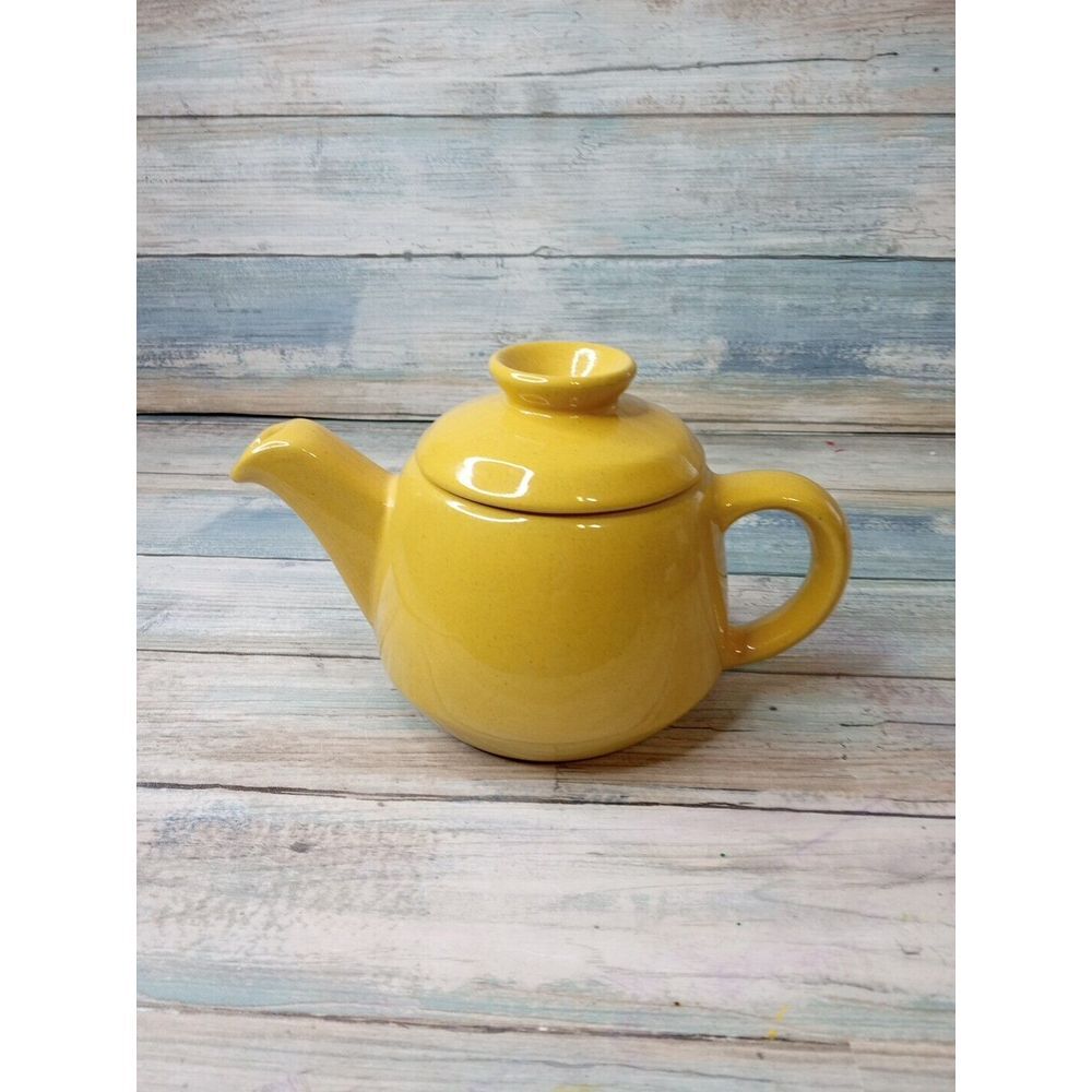 Vintage Frankoma Pottery Teapot‎ Yellow 2 Cup Mid Century Modern 6J